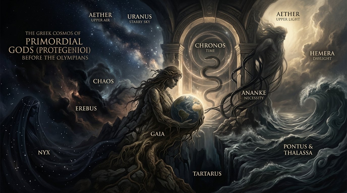 The twelve primordial gods of Greek mythology