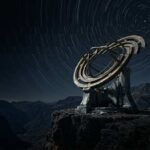 Coeus, the Titan of intellect, an ancient astronomical instrument beneath star trails