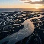 Tethys, the Titan goddess of nourishing waters, an aerial view of a river delta